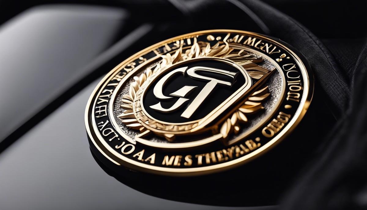 Close-up image of a GTS badge on a black background, representing high-performance and elegance.
