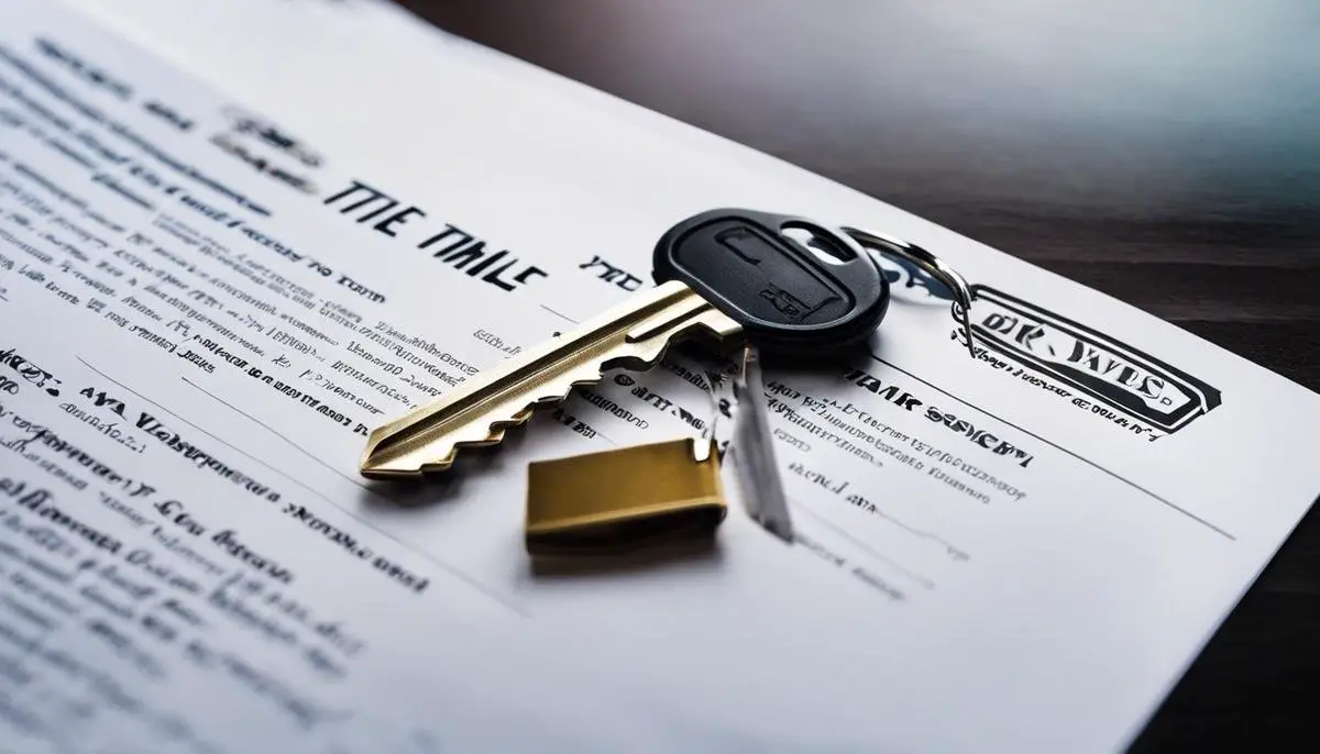 Image of car keys and a title document, representing the importance of car title transfers in Ohio